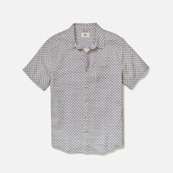 Marine Layer Stretch Selvage Short Sleeve Shirt in Japanese Wave Print, size L - Picture 12 of 12